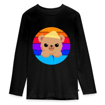 Mauvais petit ours - T-shirt manches longues Premium Ado - noir - Devant - AI Model Kid Female (0cm)