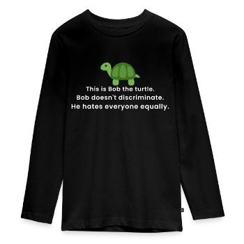 Bob die Schildkröte - Teenager Premium Bio Langarmshirt - Schwarz - Vorne - AI Model Kid Female (0cm)