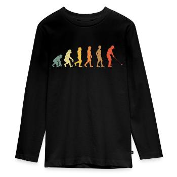 Golf Evolution vitage retro - Teenager Premium Bio Langarmshirt - Schwarz - Vorne - AI Model Kid Female (0cm)