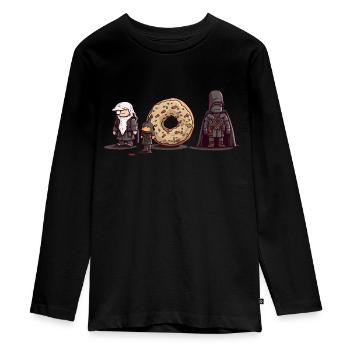 Guerre des beignets - T-shirt manches longues Premium Ado - noir - Devant - AI Model Kid Female (0cm)