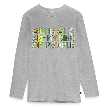 animal rights activists animal welfare present - Teenager Premium Bio Langarmshirt - Grau meliert - Vorne