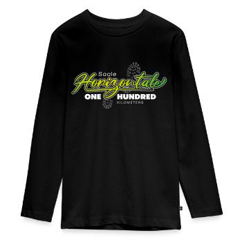 Jena Saale Horizontale One Hundred Kilometers - Teenager Premium Bio Langarmshirt - Schwarz - Vorne - AI Model Kid Female (0cm)