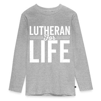 Lutherans for Life Religion Confirmation - Teenager Premium Organic Long Sleeve Shirt - heather grey - Front