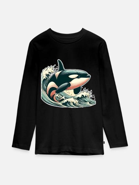 Orca Schwertwal - Teenager Premium Bio Langarmshirt - Schwarz