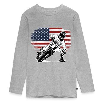 Flat Track Racer - Speedway - T-shirt manches longues Premium Ado - gris chiné - Devant