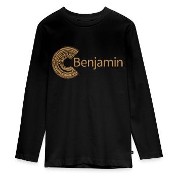 Für Benjamin - Teenager Premium Bio Langarmshirt - Schwarz - Vorne - AI Model Kid Female (0cm)