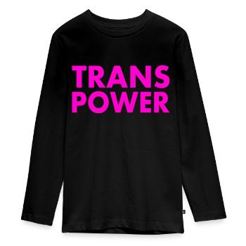 Trans power - Teenager Premium Bio Langarmshirt - Schwarz - Vorne - AI Model Kid Female (0cm)