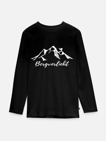 Berg mit Steinbock - Teenager Premium Bio Langarmshirt - Schwarz