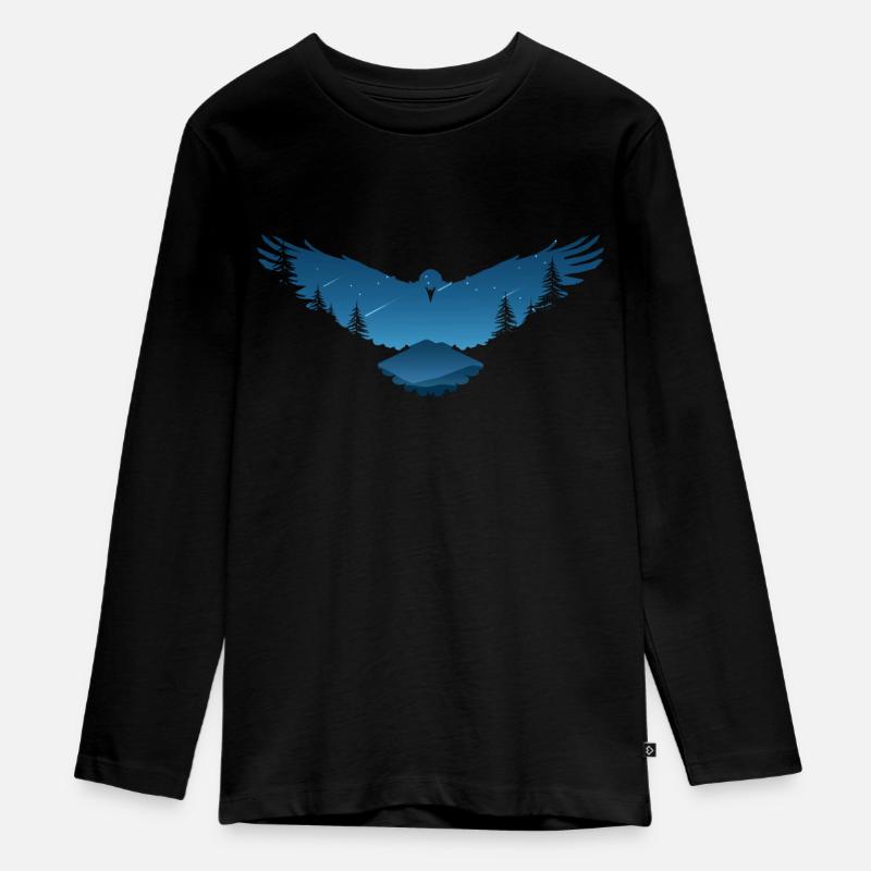 Conception d'oiseau corbeaux corbeaux - T-shirt manches longues Premium Ado - noir