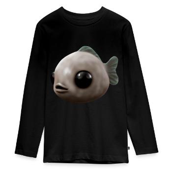 Small big fish - Teenager Premium Organic Long Sleeve Shirt - black - Front - AI Model Kid Female (0cm)