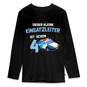 4 Geburtstag Polizei 4 Jahre Alt - Teenager Premium Bio Langarmshirt - Schwarz - Vorne - AI Model Kid Female (0cm)