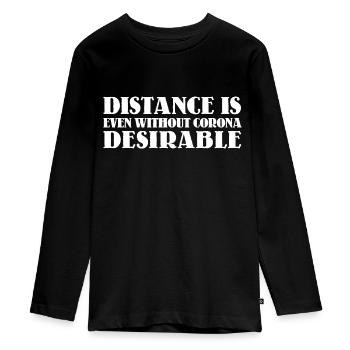 Distance is desirable - Teenager Premium Organic Long Sleeve Shirt - black - Front - AI Model Kid Female (0cm)