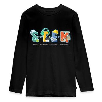 Science Technology Engineering Mathematics STEM - Teenager Premium Organic Long Sleeve Shirt - black - Front - AI Model Kid Female (0cm)