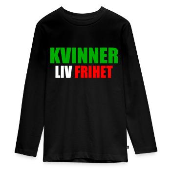 FRAU LEBT FREIHEIT - Teenager Premium Bio Langarmshirt - Schwarz - Vorne - AI Model Kid Female (0cm)