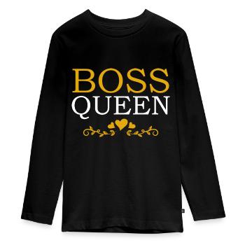 Boss Queen Lady Ladies Cadeau - T-shirt manches longues Premium Ado - noir - Devant - AI Model Kid Female (0cm)