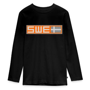 Sweden Tactical Flag - Teenager Premium Organic Long Sleeve Shirt - black - Front - AI Model Kid Female (0cm)