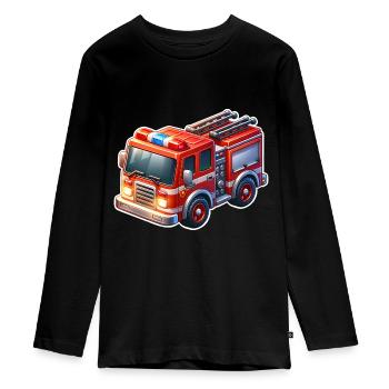 Feuerwehr - Teenager Premium Bio Langarmshirt - Schwarz - Vorne - AI Model Kid Female (0cm)