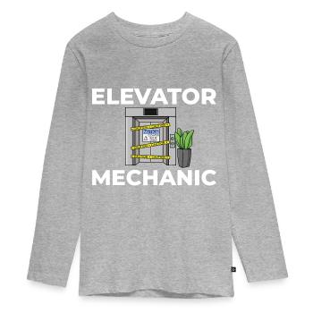 Technicien d’ascenseur Élévateur élévateur - T-shirt manches longues Premium Ado - gris chiné - Devant