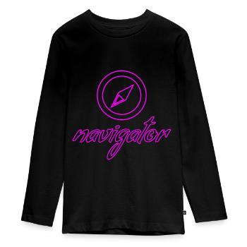 navigateur - T-shirt manches longues Premium Ado - noir - Devant - AI Model Kid Female (0cm)