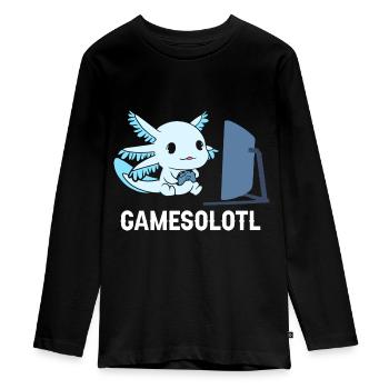 Gamesolotl Axolotl Gaming Controller - Teenager Premium Bio Langarmshirt - Schwarz - Vorne - AI Model Kid Female (0cm)