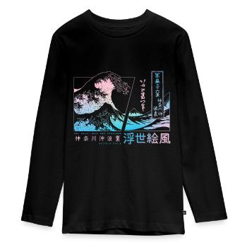 the big wave off Kanagawa, Japan - Teenager Premium Organic Long Sleeve Shirt - black - Front - AI Model Kid Female (0cm)
