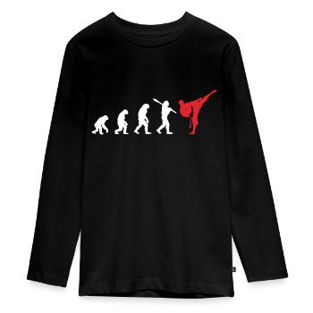 Karate Evolution Entwicklung Kamfkunst - Teenager Premium Bio Langarmshirt - Schwarz - Vorne - AI Model Kid Female (0cm)