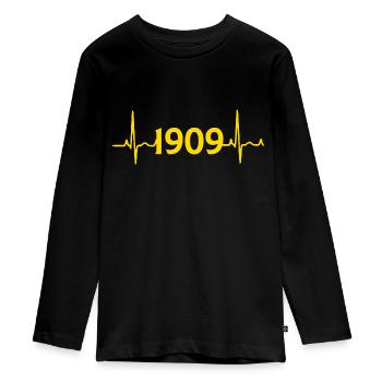 Dormtund Heartbeat Love ECG - Teenager Premium Organic Long Sleeve Shirt - black - Front - AI Model Kid Female (0cm)