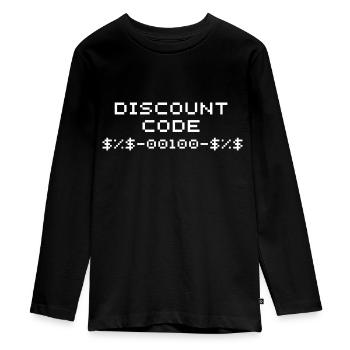 Code de réduction/code de rabais - T-shirt manches longues Premium Ado - noir - Devant - AI Model Kid Female (0cm)