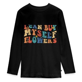 flowers affection romance wedding - Teenager Premium Organic Long Sleeve Shirt - black - Front - AI Model Kid Female (0cm)