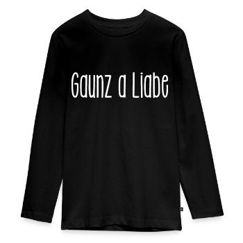 gaunz a Liabe - ganz eine Liebe, Liebes Kind, Frau - Teenager Premium Bio Langarmshirt - Schwarz - Vorne - AI Model Kid Female (0cm)