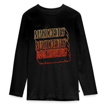 Magdeburg Allemagne City Skyline Home Font - T-shirt manches longues Premium Ado - noir - Devant - AI Model Kid Female (0cm)