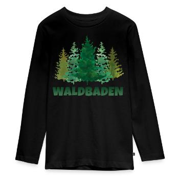Waldbaden Achtsamkeitstrainer Natur Entspannung - Teenager Premium Bio Langarmshirt - Schwarz - Vorne - AI Model Kid Female (0cm)