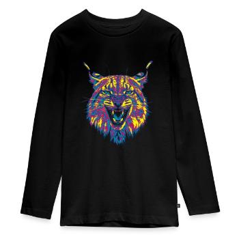 Colored lynx - Teenager Premium Organic Long Sleeve Shirt - black - Front - AI Model Kid Female (0cm)