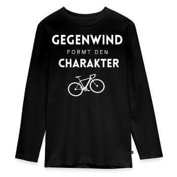 Gegenwind formt den Charakter - Teenager Premium Bio Langarmshirt - Schwarz - Vorne - AI Model Kid Female (0cm)