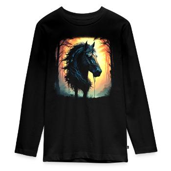 Cheval mystique - T-shirt manches longues Premium Ado - noir - Devant - AI Model Kid Female (0cm)