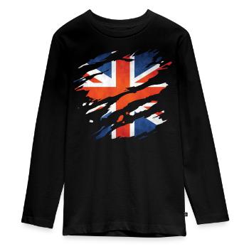 great britain 1 01 - Teenager Premium Bio Langarmshirt - Schwarz - Vorne - AI Model Kid Female (0cm)