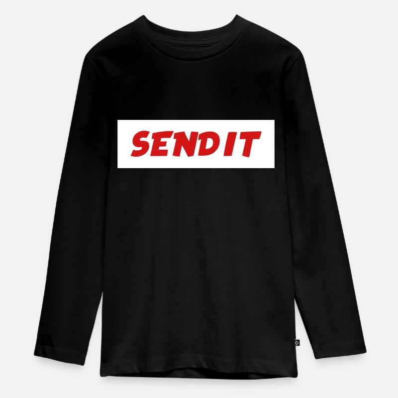 Senden Sie es - Teenager Premium Bio Langarmshirt - Schwarz