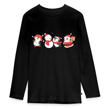 Lustige pinguin Weihnachten. Xmas pinguin - Teenager Premium Bio Langarmshirt - Schwarz - Vorne - AI Model Kid Female (0cm)