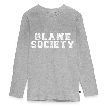 Blame Society Retro Anti-Social Statement - Teenager Premium Bio Langarmshirt - Grau meliert - Vorne