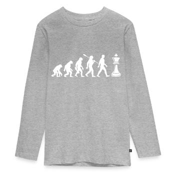 Evolution - Schach - Schachspieler - Teenager Premium Bio Langarmshirt - Grau meliert - Vorne