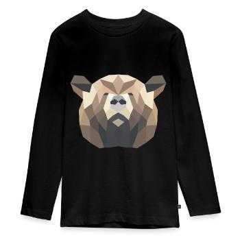 ours brun - T-shirt manches longues Premium Ado - noir - Devant - AI Model Kid Female (0cm)