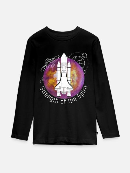 Raumfahrt, Spaceshuttle, Planeten - Teenager Premium Bio Langarmshirt - Schwarz