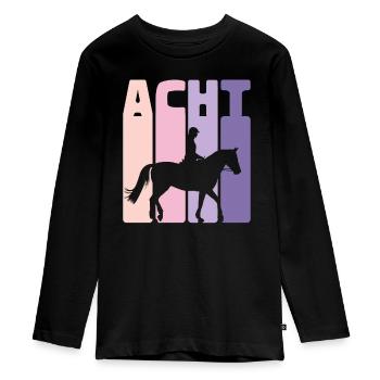 Kinder 8. Geburtstag Reiterin Pferde Fan 8 Jahre - Teenager Premium Bio Langarmshirt - Schwarz - Vorne - AI Model Kid Female (0cm)