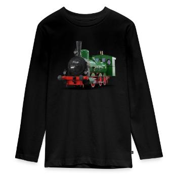 Dampflok Zug I Eisenbahn Lokomotive - Teenager Premium Bio Langarmshirt - Schwarz - Vorne - AI Model Kid Female (0cm)