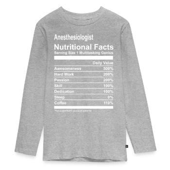 Anesthésiste Valeurs nutritionnelles Tshirt - T-shirt manches longues Premium Ado - gris chiné - Devant