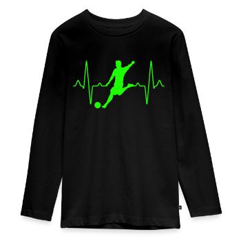 Fußball Herzschlag - Teenager Premium Bio Langarmshirt - Schwarz - Vorne - AI Model Kid Female (0cm)