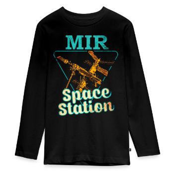 Station spatiale Mir - T-shirt manches longues Premium Ado - noir - Devant - AI Model Kid Female (0cm)