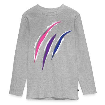 Bisexual Bi Pride Flag Scratch - Teenager Premium Organic Long Sleeve Shirt - heather grey - Front