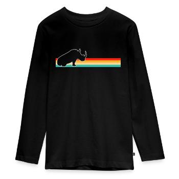 Rhino Rétro - T-shirt manches longues Premium Ado - noir - Devant - AI Model Kid Female (0cm)