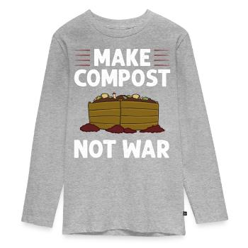 Kompostierung Kompost Wurm Abfall - Teenager Premium Bio Langarmshirt - Grau meliert - Vorne